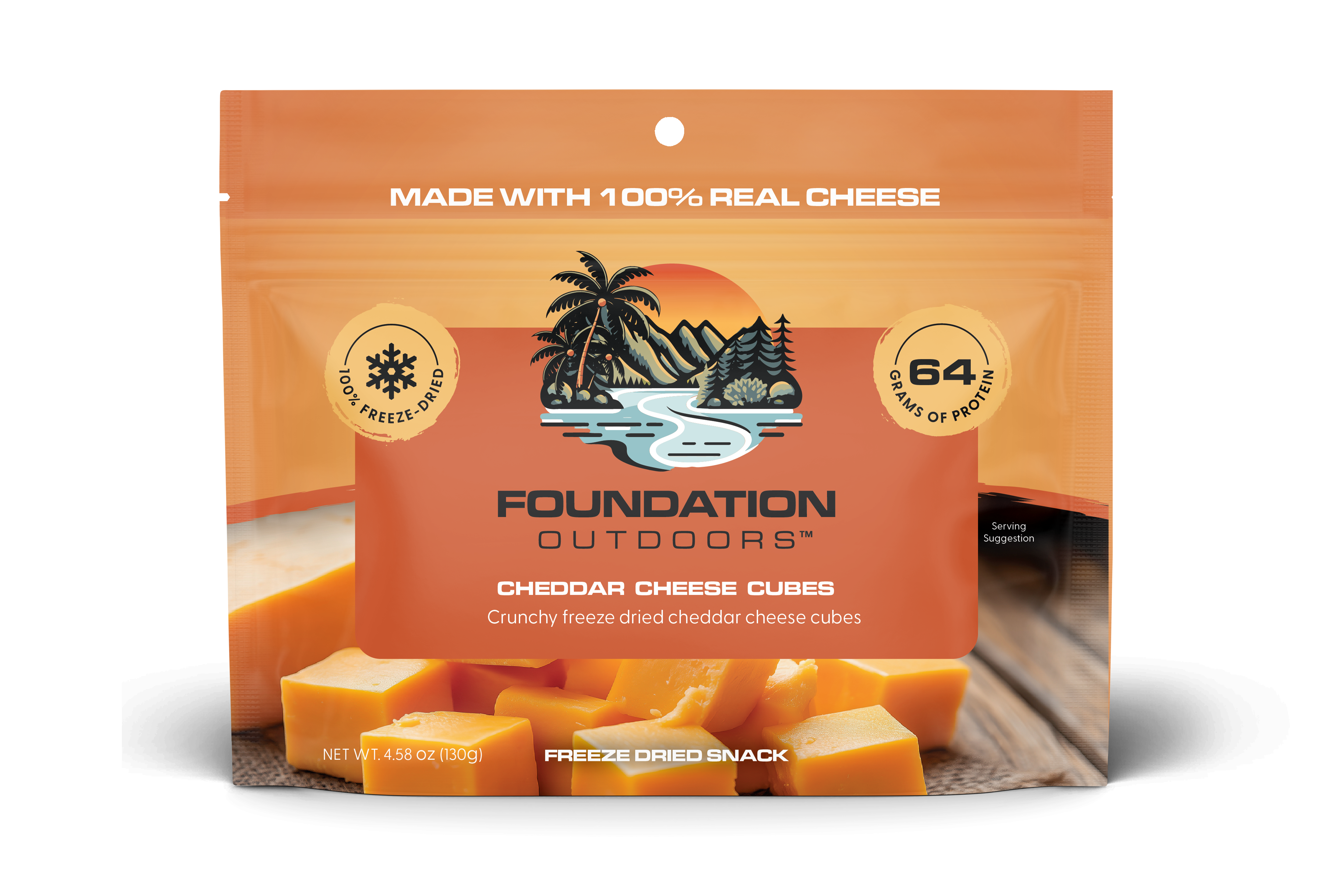 FOUNDATION Outdoors, Cheddar Cheese Cube Snack, 12 Pack
