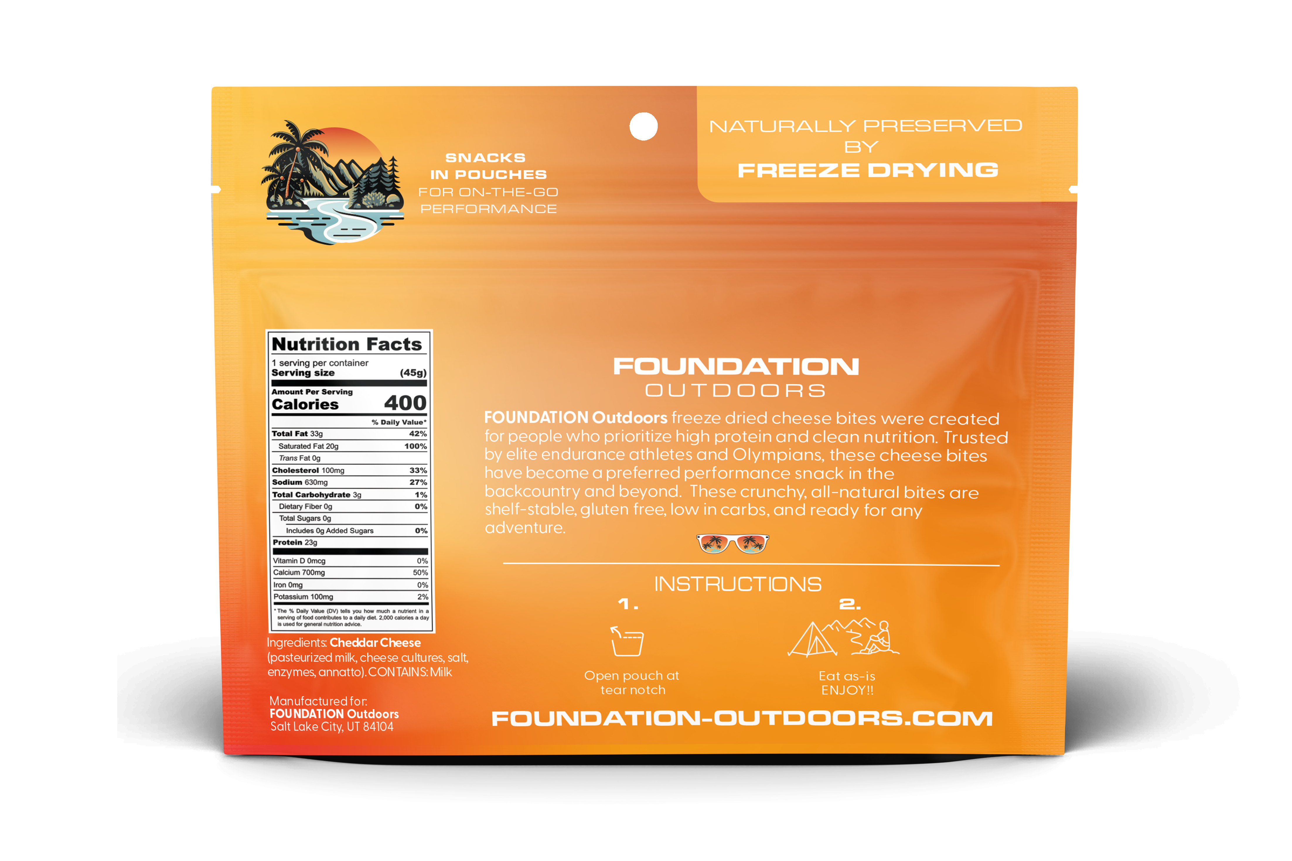 FOUNDATION Outdoors Crunchy Cheddar Cheese Bites - 12 unit Wholesale Box - Trail Size
