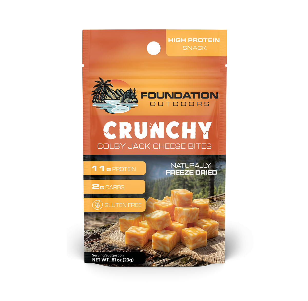 FOUNDATION Outdoors Crunchy Colby Jack Cheese Bites - 12 unit Wholesale Box - Snack Size